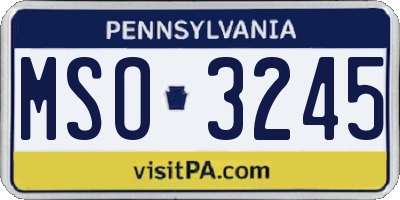PA license plate MSO3245