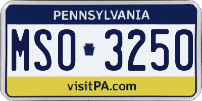 PA license plate MSO3250