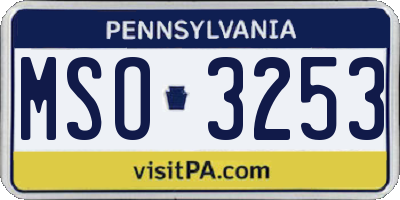 PA license plate MSO3253