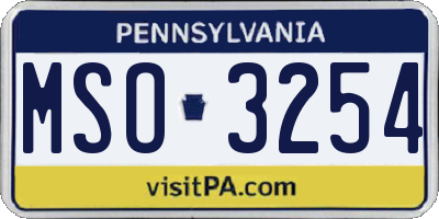PA license plate MSO3254