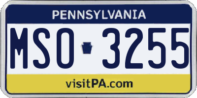 PA license plate MSO3255