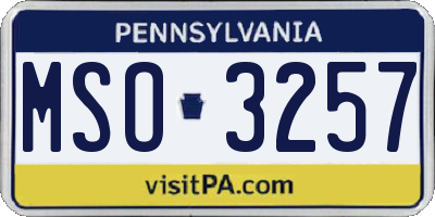 PA license plate MSO3257