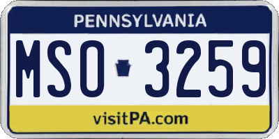 PA license plate MSO3259