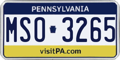 PA license plate MSO3265