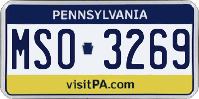 PA license plate MSO3269