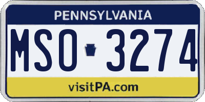 PA license plate MSO3274