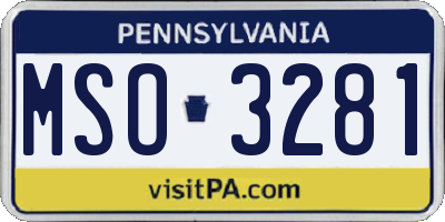 PA license plate MSO3281