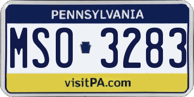 PA license plate MSO3283