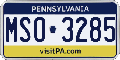 PA license plate MSO3285