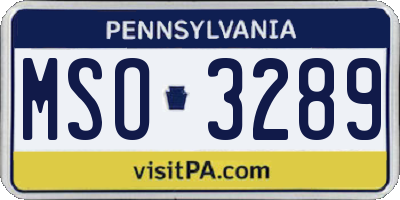 PA license plate MSO3289