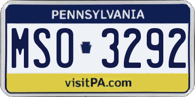 PA license plate MSO3292