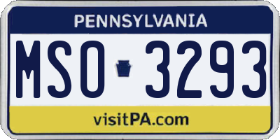 PA license plate MSO3293