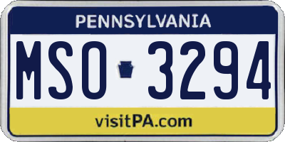 PA license plate MSO3294