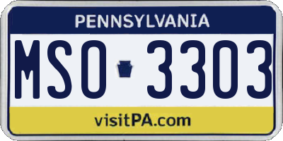 PA license plate MSO3303