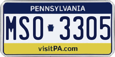 PA license plate MSO3305