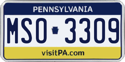 PA license plate MSO3309