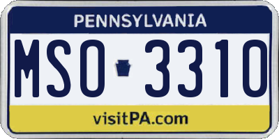 PA license plate MSO3310