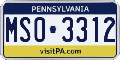 PA license plate MSO3312
