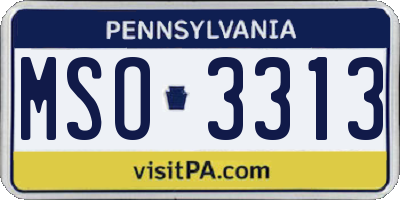 PA license plate MSO3313