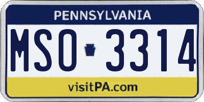 PA license plate MSO3314