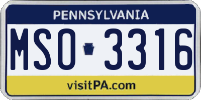 PA license plate MSO3316