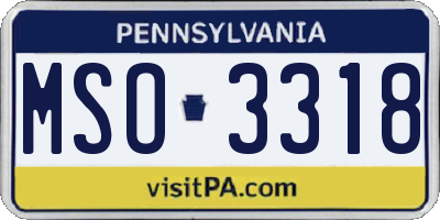 PA license plate MSO3318