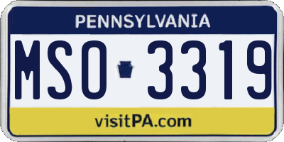 PA license plate MSO3319