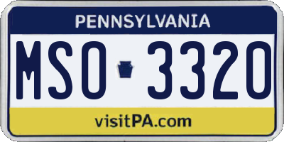 PA license plate MSO3320