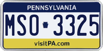 PA license plate MSO3325