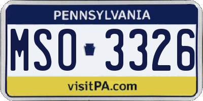 PA license plate MSO3326