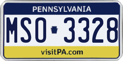 PA license plate MSO3328