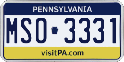 PA license plate MSO3331