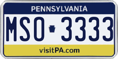 PA license plate MSO3333