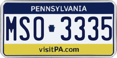 PA license plate MSO3335