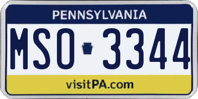 PA license plate MSO3344