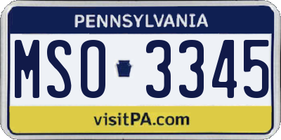 PA license plate MSO3345