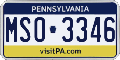 PA license plate MSO3346