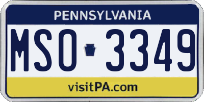 PA license plate MSO3349