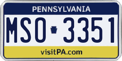 PA license plate MSO3351