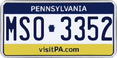 PA license plate MSO3352