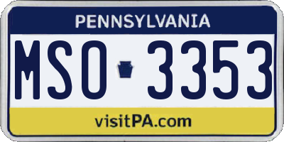 PA license plate MSO3353