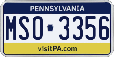 PA license plate MSO3356