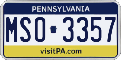 PA license plate MSO3357