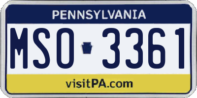 PA license plate MSO3361