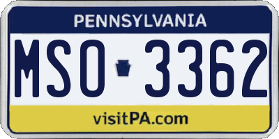 PA license plate MSO3362