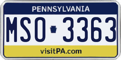 PA license plate MSO3363