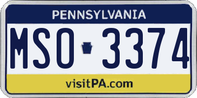 PA license plate MSO3374