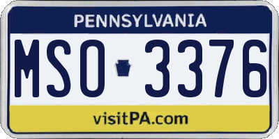 PA license plate MSO3376