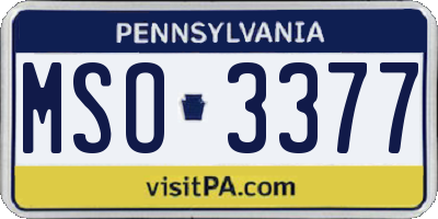 PA license plate MSO3377
