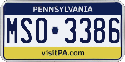 PA license plate MSO3386